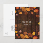 Carte Postale Faire-part Feuilles dorées rustiques d'automne Save the Date (Devant / Derrière)