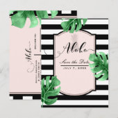 Carte Postale Faire-part Feuilles Tropicales & Élégant Faire Part de Date d (Devant / Derrière)