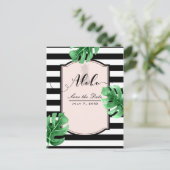 Carte Postale Faire-part Feuilles Tropicales & Élégant Faire Part de Date d (Debout devant)