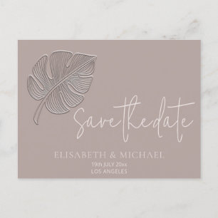 Carte Postale Faire-part Feuilles tropicales en relief simple et doux