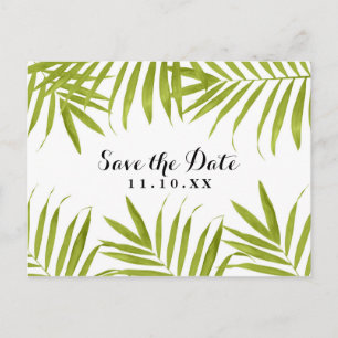 Carte Postale Faire-part Feuilles Tropicales Mariage d'Été Enregistrer la D