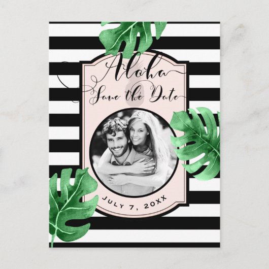 Carte Postale Faire-part Feuilles tropicales & Photo d'ananas Enregistrer l (Devant)