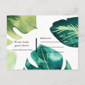 Carte Postale Faire-part Feuilles Tropicales Vertes Élégantes Blanches Save (Dos)