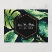 Carte Postale Faire-part Feuilles Tropicales Vertes Élégantes Noires Enregi (Devant)