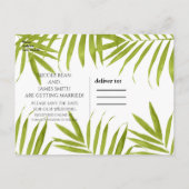 Carte Postale Faire-part Feuilles tropicaux Mariage d'été Enregistrer la da (Dos)