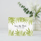 Carte Postale Faire-part Feuilles tropicaux Mariage d'été Enregistrer la da (Debout devant)