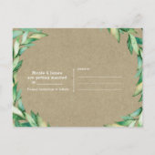 Carte Postale Faire-part Feuilles vertes aquarelle Kraft rustique Save the (Dos)