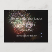 Carte Postale Faire-part Feux d'artifice de sauvegarde de la date (Devant)