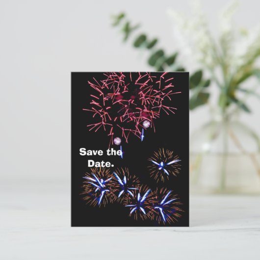 Carte Postale Faire-part Feux d'artifice Enregistrer la date (Debout devant)