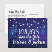 Carte Postale Faire-part Feux de campagne rustiques bocaux de mason enregis (Devant / Derrière)