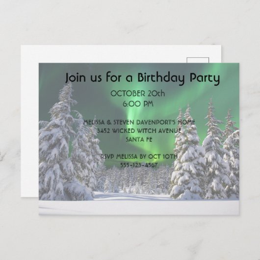 Carte Postale Faire-part Feux nordiques en hiver (Devant / Derrière)