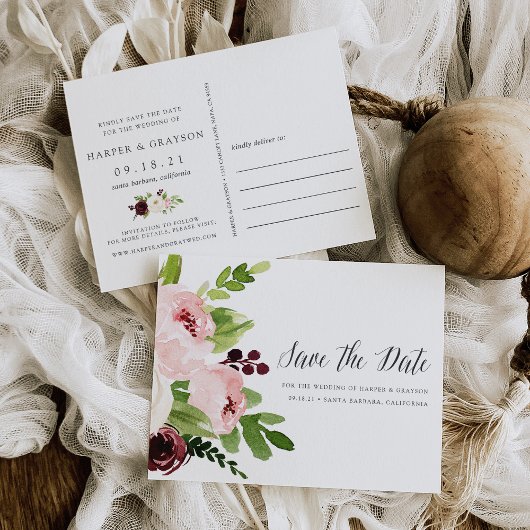 Carte Postale Faire-part Fiançailles Blush Romance