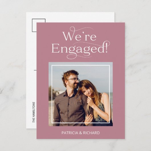 Carte Postale Faire-part fiançailles Et Enregistrer La Photo Dat (Devant / Derrière)