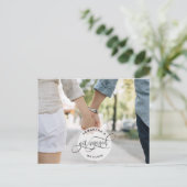 Carte Postale Faire-part Fiançailles Logo Circulaire de Script, Fiançailles (Debout devant)