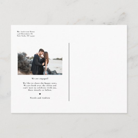 Carte Postale Faire-part Fiançailles photo Black Whimsical Script (Dos)