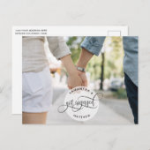 Carte Postale Faire-part Fiançailles Photo Logo Circulaire Écriture, Fiança (Devant / Derrière)