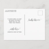 Carte Postale Faire-part Fiançailles Photo Logo Circulaire Écriture Script, (Dos)