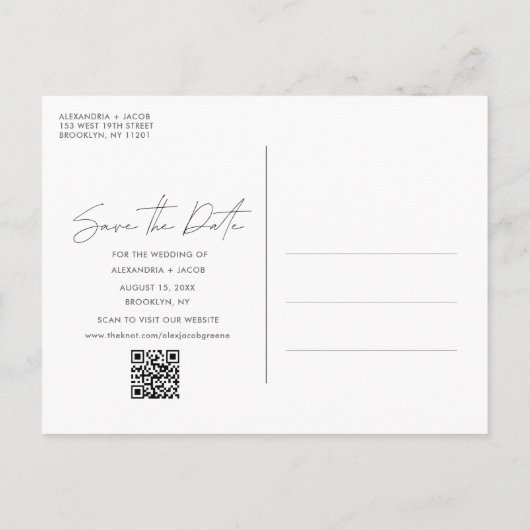 Carte Postale Faire-part Fiançailles Photo QR Code Mariage Enregistrer la d (Dos)