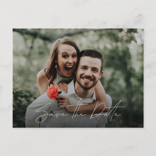 Carte Postale Faire-part Fiançailles Photo QR Code Mariage Enregistrer la d (Devant)