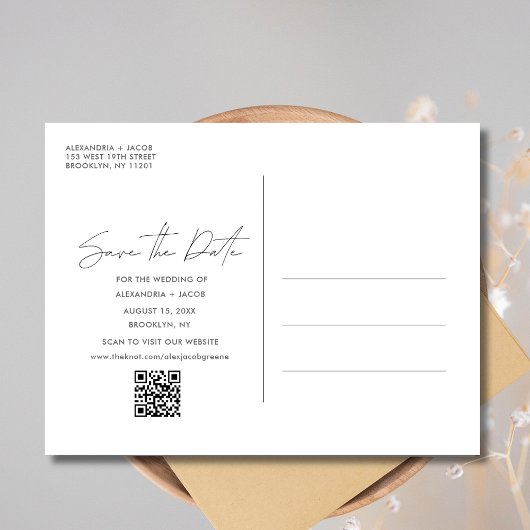 Carte Postale Faire-part Fiançailles Photo QR Code Mariage Enregistrer la d