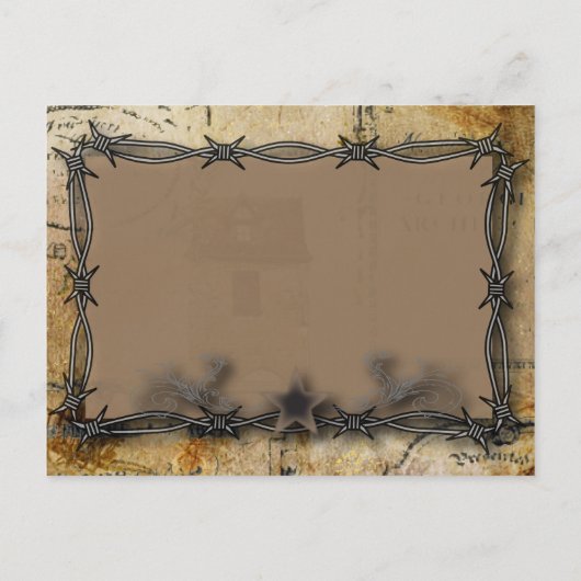 Carte Postale Faire-part fil barbelé mariage campagnard occidental enregist (Dos)