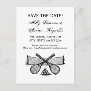 Carte Postale Faire-part Filet de tennis vintage de sport, raquettes croisé