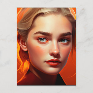 Carte Postale Faire-part Fille aux yeux bleus