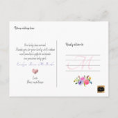 Carte Postale Faire-part Fille de PixDezines à l'aquarelle florale (Dos)