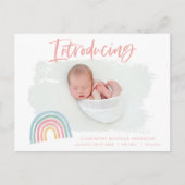 Carte Postale Faire-part Fille rose arc-en-ciel moderne introduisant photo  (Devant)
