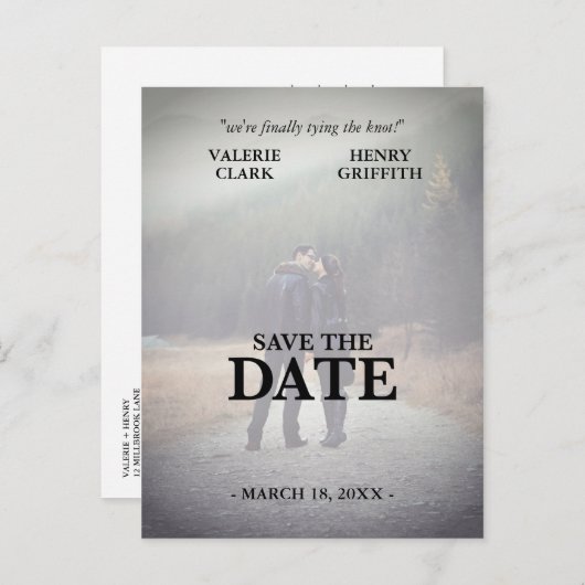 Carte Postale Faire-part Film Enregistrer La Date Photo (Devant / Derrière)