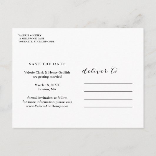 Carte Postale Faire-part Film Enregistrer La Date Photo (Dos)