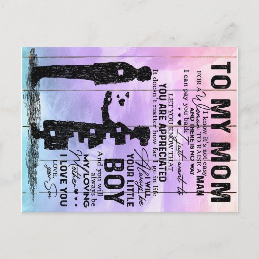 Carte Postale Faire-part Fils À Ma Mère Lettre, Mère Cadeau Anniversaire (Devant)