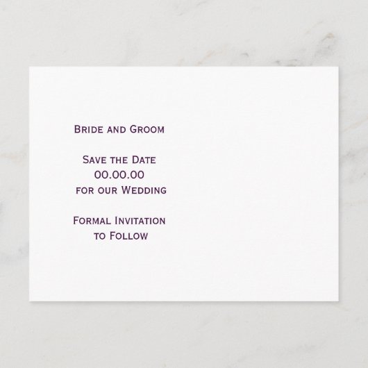 Carte Postale Faire-part Flacon d'or violet mariage d'hiver Enregistrer la  (Dos)