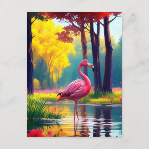 Carte Postale Faire-part Flamant debout dans le lac-365476