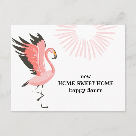 Carte Postale Faire-part Flamant rose de danse Nouvelle adresse Déplacement (Devant)