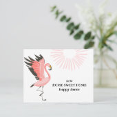 Carte Postale Faire-part Flamant rose de danse Nouvelle adresse Déplacement (Debout devant)