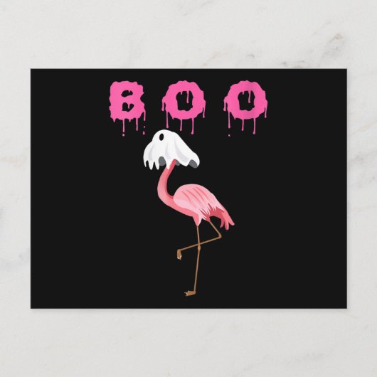 Carte Postale Faire-part Flamant rose | Flamant rose féminin Boo Ghost Hall (Devant)