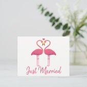 Carte Postale Faire-part Flamant Rose Je Me Suis Marié Mariage Tropical Pla (Debout devant)