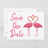 Carte Postale Faire-part Flamant rose rose Enregistrer le Mariage Fiançaill (Devant / Derrière)