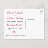 Carte Postale Faire-part Flamant rose rose Enregistrer le Mariage Fiançaill (Dos)