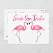 Carte Postale Faire-part Flamant rose rose Enregistrer le Mariage Fiançaill (Devant / Derrière)