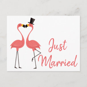 Carte Postale Faire-part Flamant rose rose juste marié Tropical Mariage Amo