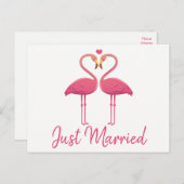 Carte Postale Faire-part Flamant rose rose juste marié Tropical Mariage Bea (Devant / Derrière)
