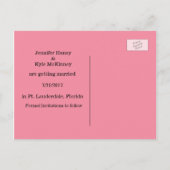 Carte Postale Faire-part Flamant rose rose Mariage Enregistrer La Date Cart (Dos)