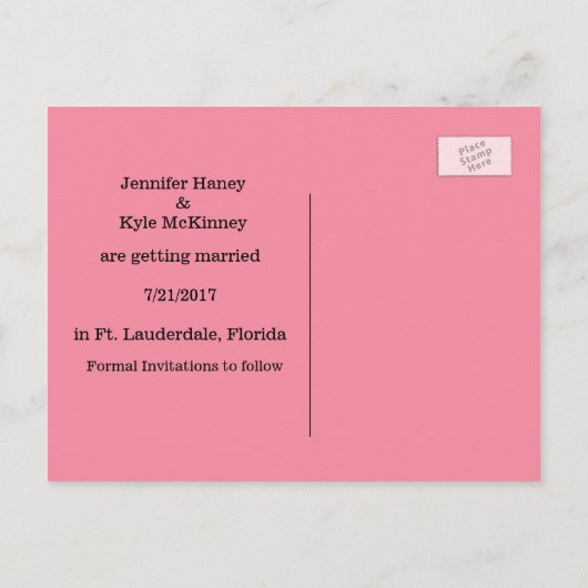 Carte Postale Faire-part Flamant rose rose Mariage Enregistrer La Date Cart (Dos)