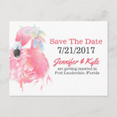 Carte Postale Faire-part Flamant rose rose Mariage Enregistrer La Date Cart (Devant)