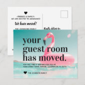 Carte Postale Faire-part Flamant Rose Tropical Changement d'Adresse Déménag (Devant / Derrière)