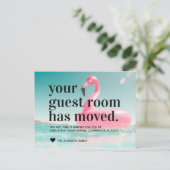 Carte Postale Faire-part Flamant Rose Tropical Changement d'Adresse Déménag (Debout devant)