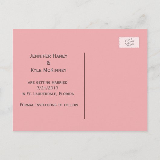 Carte Postale Faire-part Flamant rose tropical Mariage Enregistrer La Date  (Dos)