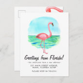 Carte Postale Faire-part Flamant Tropical Déménagé Nouvelle Adresse Floride (Devant / Derrière)